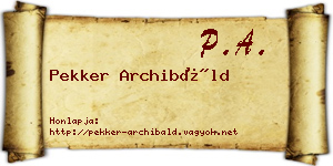 Pekker Archibáld névjegykártya